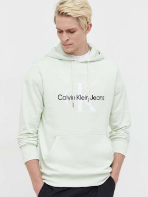 Хлопковая толстовка Calvin Klein Jeans зеленая