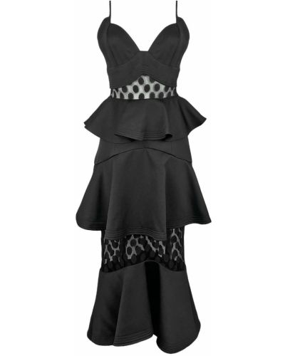 Плаття міді атласне з відкритими плечима Elliatt, чорне