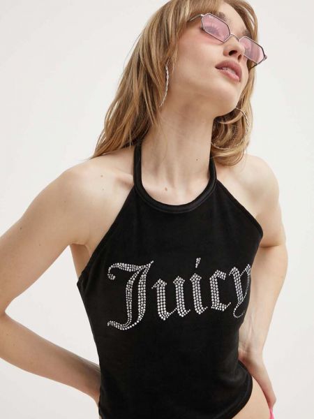 Top iz pliša Juicy Couture črna