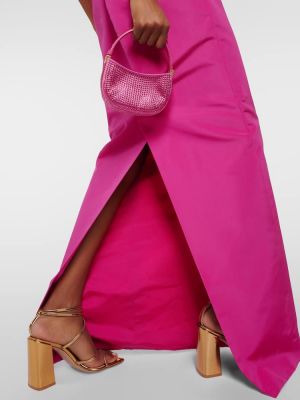 Jedwabna sukienka długa Carolina Herrera różowa