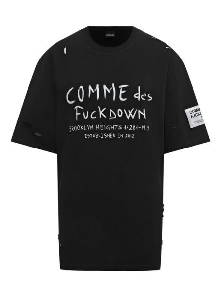 Хлопковая футболка Comme Des Fuckdown бежевая