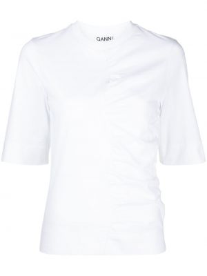 Camiseta con volantes Ganni blanco