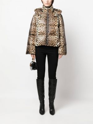 Leopardí péřová bunda s potiskem Roberto Cavalli