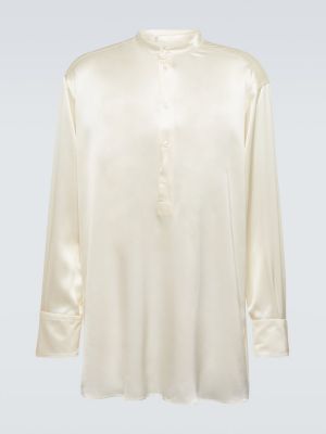 Jedwabna satynowa koszula Dolce&gabbana biała