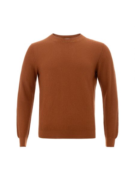 Sweter bawełniany z okrągłym dekoltem Gran Sasso brązowy
