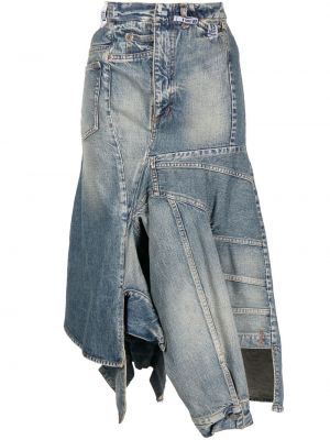 Asymmetrisk jeanskjol med drapering Maison Mihara Yasuhiro blå