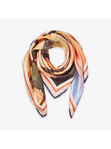 Шелковый шарф с принтом Aspinal Of London оранжевый