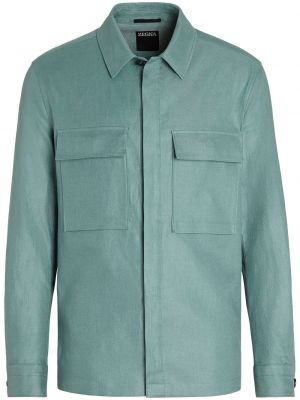 Lininė marškiniai Zegna žalia