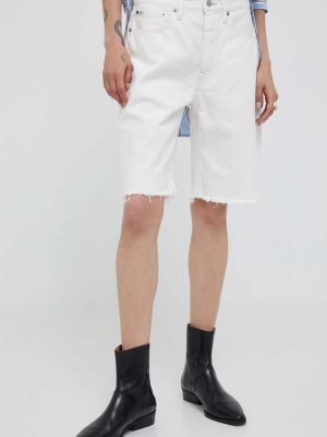 Pamučne kratke hlače visoki struk Polo Ralph Lauren bijela