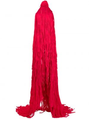 Sukienka długa z frędzli Blumarine czerwona