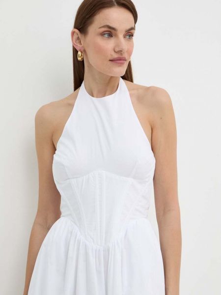 Pamučna maksi haljina Bardot bijela