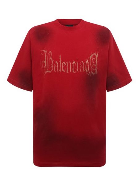 Хлопковая футболка Balenciaga красная