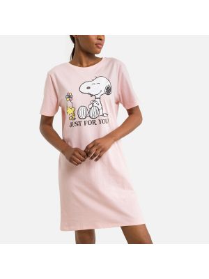 Camisón de algodón manga corta Snoopy rosa