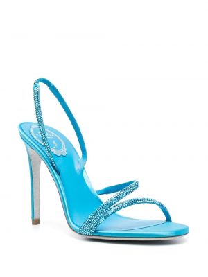 Křišťálové sandály s otevřenou patou René Caovilla modré