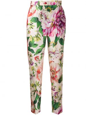 Pantalones slim fit de flores con estampado Dolce & Gabbana rosa