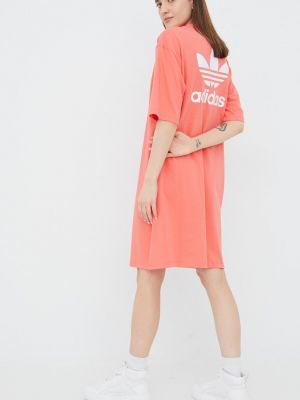 adidas Originals rochie din bumbac Adicolor HC2043 culoarea roz, mini, oversize