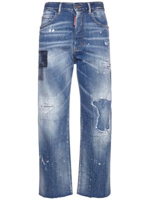 Obnosené džínsy s rovným strihom Dsquared2 modrá
