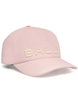 Памучна шапка с козирки бродирана Bally розово
