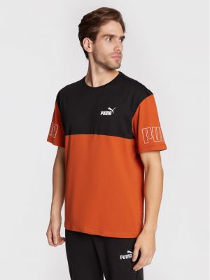 T-Shirt Power Colorblock 671567 Pomarańczowy Relaxed Fit Puma