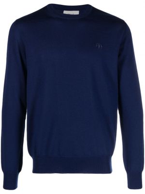 Вълнен пуловер бродиран Bally синьо