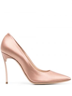 Сатенени полуотворени обувки Casadei розово