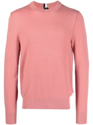 Dzianinowy sweter z okrągłym dekoltem Boss różowy