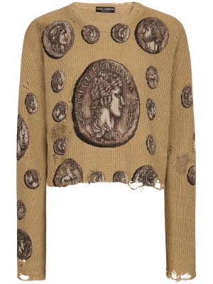 Obnosený sveter Dolce & Gabbana béžová