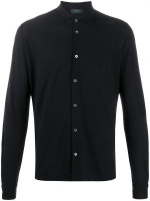 Bavlnená priliehavá košeľa Zanone čierna