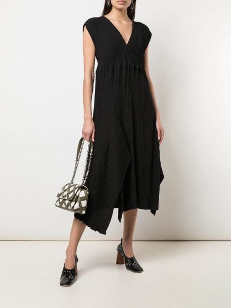 Kleid mit v-ausschnitt mit plisseefalten 3.1 Phillip Lim schwarz