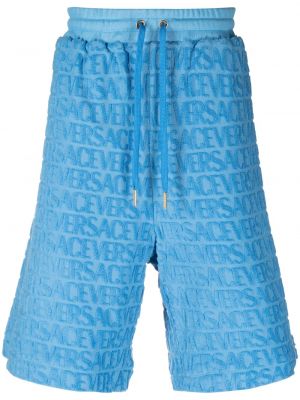 Shorts de sport à imprimé Versace bleu