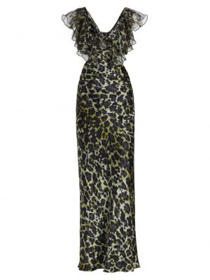 Леопардовый шелковый сарафан с принтом Adriana Iglesias хаки