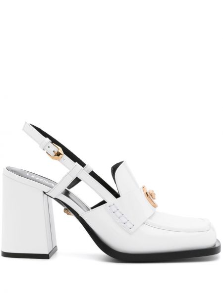 Pantofi cu toc slingback Versace alb