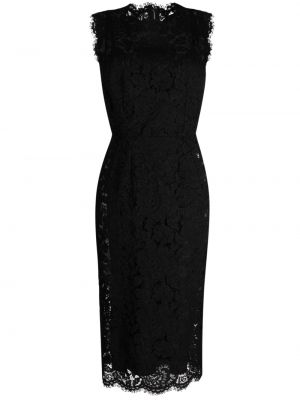 Прилепнала коктейлна рокля без ръкави с дантела Dolce & Gabbana черно