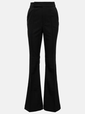 Vlněné rovné kalhoty s vysokým pasem Roland Mouret černé