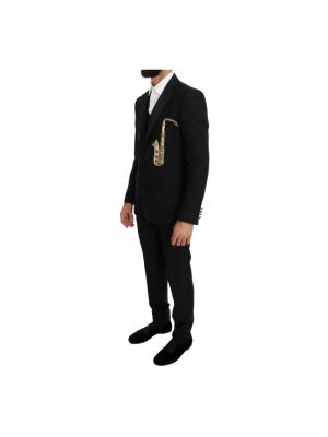Traje de lana de seda slim fit Dolce & Gabbana negro