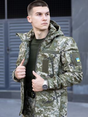 Демисезонная куртка софтшелл Pobedov хаки