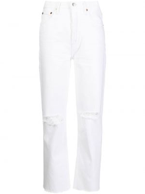Straight leg jeans a vita alta Re/done bianco