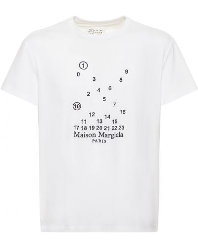 Džerzej bavlnené tričko s výšivkou Maison Margiela biela