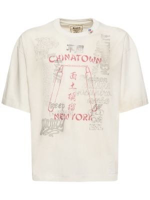 Памучна тениска с протрити краища Mihara Yasuhiro бяло