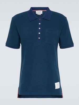 Medvilninis polo marškinėliai Thom Browne mėlyna