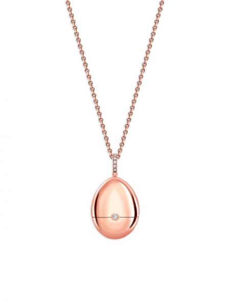 Szív mintás rózsaarany nyaklánc Fabergé