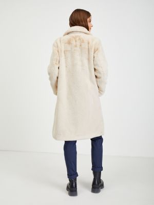 Zimný kabát s kožušinou Guess béžová