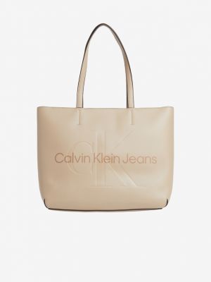 Geantă shopper Calvin Klein Jeans bej