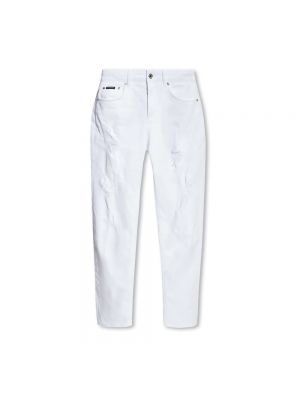 Jeans boyfriend a vita alta distressed Dolce & Gabbana bianco