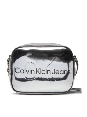 Borsa a tracolla a tinta unita Calvin Klein Jeans argento