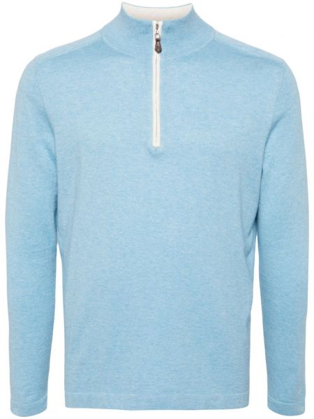 Pamučni džemper od kašmira s patentnim zatvaračem N.peal plava