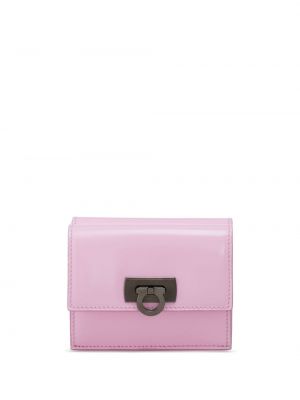 Usnjena denarnica z zaponko Ferragamo roza