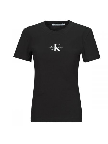 Koszulka slim fit z krótkim rękawem Calvin Klein Jeans czarna