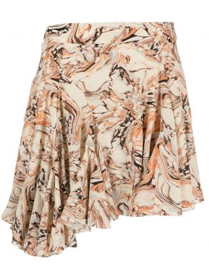 Asymetrické hedvábné sukně s abstraktním vzorem Isabel Marant béžové