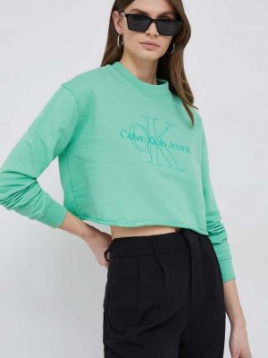 Суитчър с апликация Calvin Klein Jeans зелено